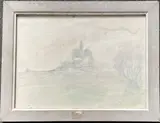 Cathédrale Notre-Dame by André Barbier, Aquarelle et crayon de couleur (tâche et rousseurs), sold Sep 2023