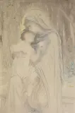 Vierge à l'Enfant by Ernest Antoine Hebert, Crayon noir et craie de couleur, sold Sep 2025