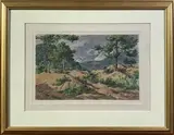 Paysage de montagne by Édouard Brun, 1917, Aquarelle signée et datée, sold Sep 2025
