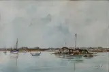 Les îles Chausey (Manche) by Pierre Brette, 1949, Aquarelle et encre (plume), sold Sep 2025