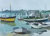 Petit port de pêche en Bretagne by Claude Fauchere, Gouache, sold Sep 2025