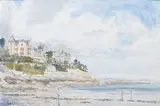 La plage de Dinard by Alexandre Motte, Aquarelle sur traits de crayon, sold Sep 2025