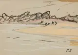 Rochers à marée basse by Pierre Brette, Pastel et feutre sur papier, sold Mar 2023