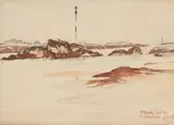 Marée basse, les rochers by Pierre Brette, Aquarelle et crayon sur papier, sold Mar 2023