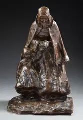 Grand-mère et sa petite fille by Ruth Anna Maria Milles, Bronze à patine noire, sold Mar 2023
