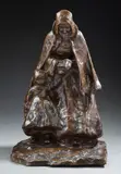 Grand-mère et sa petite fille by Ruth Anna Maria Milles, Bronze à patine noire, sold Mar 2023