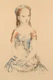 Jeune fille au chat. 1959 by Tsugharu Foujita, Lithographie en couleurs sur vélin, sold Apr 2024