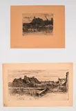 Les Petites chaumières - Les grandes Chaumières by Félix Buhot, Eau-forte, aquatinte, pointe sèche, sold Apr 2024