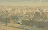 Paris vu de Montmartre», crée en 1900 by Henri Rivière, Lithographie couleur, n°19 du catalogue raisonné, série Paysages parisiens, sold Apr 2024