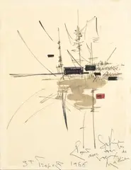 SANS TITRE by Georges Mathieu, 1966, Encre et aquarelle sur papier signé, dédicacé, sold May 2020