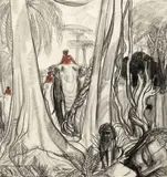 Éléphants dans la jungle by André Maire, 1955, Fusain et sanguine sur papier, sold Mar 2025