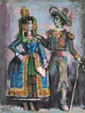 Le couple by Pedro Flores García, Gouache sur papier, sold Mar 2025