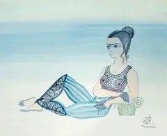 Femme au jasmin by Jellal Ben Abdallah, Aquarelle sur papier, sold Mar 2025