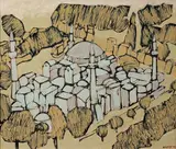 Mosquée ottomane by Muhsin Kut, 1982, Collage et gouache sur papier, sold Mar 2025