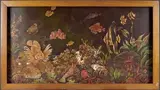 Fonds marins by Le Thy, Panneau en laque polychrome, or et coquille d'œuf, sold Jun 2023