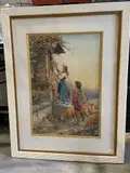 Jeune couple allumant la lanterne by Carlo Ferranti, Aquarelle, sold Mar 2025
