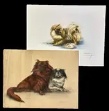 Deux pékinois by Léon Danchin, Aquatinte, sold Mar 2025
