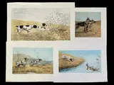 Deux pointers à l'arrêt devant une poule faisane by Léon Danchin, Aquatinte sur papier d'Arches, sold Mar 2025
