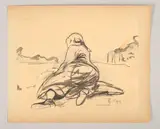 Paysanne assise vue de dos by Fernand Piet, Aquarelle sur traits de crayon noir, sold Nov 2024
