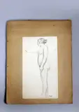 Un album comprenant quarante dessins de nus féminins by Fernand Piet, Crayon noir et sanguine (parfois sur papier teinté), sold Nov 2024