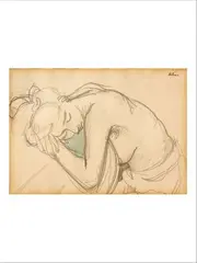 ? Nu attablé by Jean Hélion, 1946, Crayon et aquarelle sur papier, sold Dec 2019