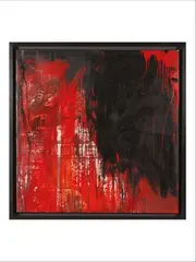 En rouge et noir, de la série "Retour du Japon", 1986-1987 by Antoni Clavé, Huile et collage sur toile, sold Dec 2019
