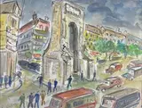 La by Roland Dubuc, Aquarelle et gouache signée en bas à gauche, sold Dec 2020