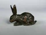 Lapin aux oreilles dressées by Antoine-Louis Barye, Epreuve en bronze à patine brun-rouge nuancé, sold Dec 2020