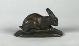 Lapin oreilles dressées by Antoine-Louis Barye, Epreuve en bronze à patine brun-rouge nuancé, sold Dec 2020