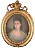 Portrait de jeune femme brune by Alphonse Frédéric Muraton, 1871, Pastel à vue ovale signé et daté vers le milieu à gauche, sold Oct 2020