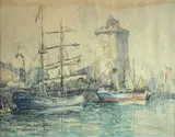 La Rochelle by Georges Rose, Aquarelle signée en bas à droite et dédicacée en bas à gauche, sold Oct 2020