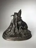 Chien à l'attache by Pierre-Jules Mêne, 1850, Epreuve en bronze à patine brun nuancé, sold Oct 2020