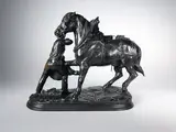 Le maréchal-ferrant by Pierre Le Nordez, Epreuve en bronze à patine brun-vert nuancé, sold Oct 2020