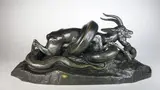 Python enlaçant une gazelle by Antoine-Louis Barye, Epreuve en bronze à patine brun nuancé, sold Oct 2020