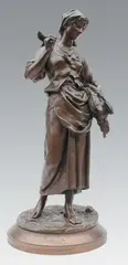 Paysanne à la gerbe de blé by Eugène Aizelin, Épreuve en bronze à patine brune, fonte d'édition ancienne, sold Oct 2013