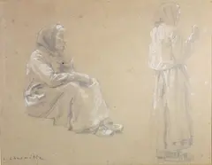 Etude de religieuses by Léon Augustin Lhermitte, Crayon, sold Mar 2026