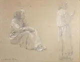 Etude de religieuses by Léon Augustin Lhermitte, Crayon, sold Mar 2026