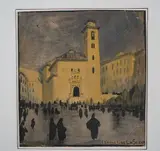 Place du clocher by Ismaël de la Serna, Lavis et crayon sur papier, sold Mar 2026