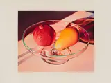 Pear and Pomegranate by Mary Frances Pratt, 2006, woodcut on paper, sold Jul 2024
