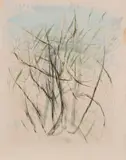 Snow Clouds by Grace Wilson Melvin, charcoal and watercolour on paper, sold Jul 2024