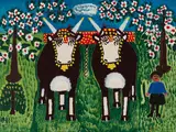 Two Oxen by Everett Lewis, oil on board, sold Jun 2024