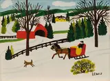 Horse-Drawn Sleigh with Dog by Maud Lewis, oil on board, sold Jun 2024