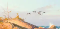 Blue Bills at the Bad River by Dwayne Harty, oil on canvas, sold Jun 2024