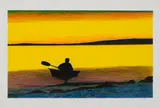 Testing his New Kayak by Itee Pootoogook, 2009, coloured pencil on paper, sold Jun 2024