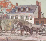 Hay Market, Byward by Paul Alfred, tempera on board, sold Jun 2024