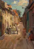 Street Scene by Elizabeth Annie McGillivray Knowles, 1907, oil on board, sold Jun 2024