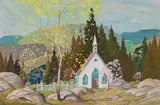 White Church, Laurentians by Graham Noble Norwell, oil on canvas board, sold Jun 2024