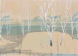 Trees by a Lake by Graham Noble Norwell, watercolour on paper, sold Jun 2024
