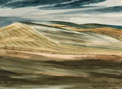 Late Summer Afternoon Near Roseville, Waterloo County by Carl Schaefer, 1969, watercolour on paper, sold Jun 2024