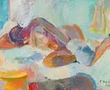 Winter Nude by Peter Aspell, 1966, oil on canvas, sold Jun 2024